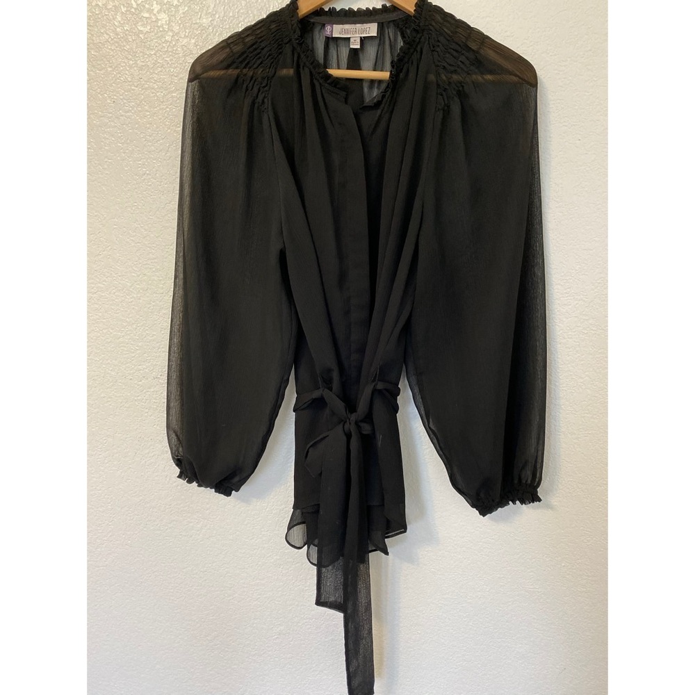 Jennifer Lopez Sheer Black Blouse